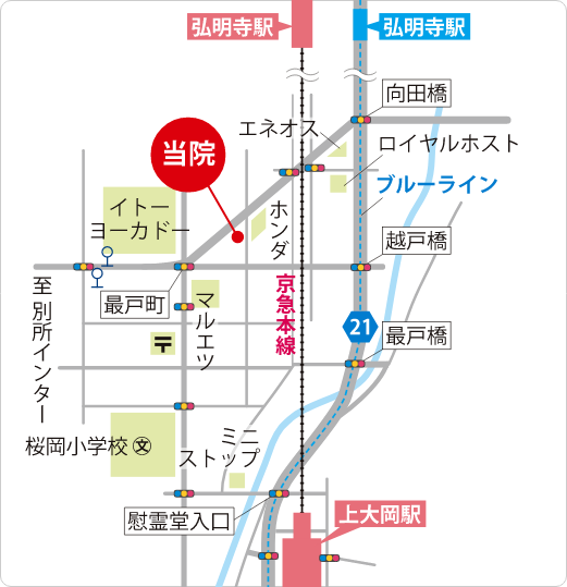 松本医院への地図